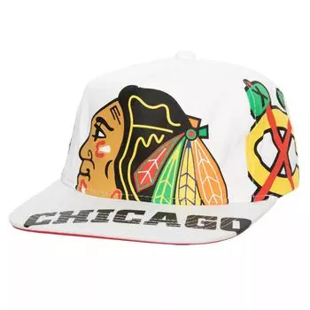 Мужская кепка Mitchell & Ness White Chicago Blackhawks In Your Face Deadstock Snapback