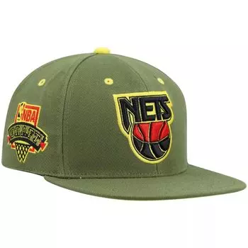 Мужская кепка Mitchell & Ness x Lids Olive New Jersey Nets Dusty NBA Draft Классическая кепка из твердой древесины
