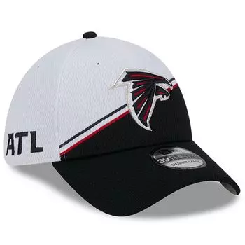 Мужская кепка New Era белая/черная Atlanta Falcons 2023 Sideline 39THIRTY Flex Hat