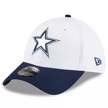 Мужская кепка New Era белая/темно-синяя Dallas Cowboys 2024 NFL Training Camp 39THIRTY Flex Hat, цвет Cow White