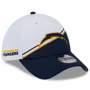 Мужская кепка New Era белая/темно-синяя Los Angeles Chargers 2023 Sideline 39THIRTY Flex Hat