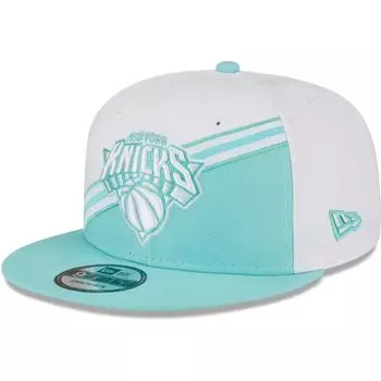 Мужская кепка New Era белого/бирюзового цвета New York Knicks с диагональным разрезом 9FIFTY Snapback