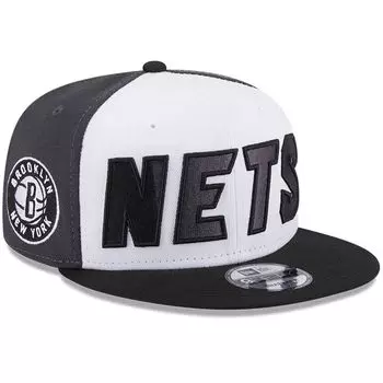 Мужская кепка New Era белого/черного цвета Brooklyn Nets Back Half 9FIFTY Snapback