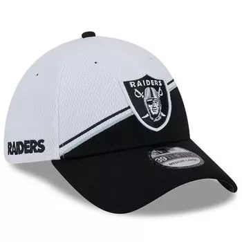 Мужская кепка New Era белого/черного цвета Las Vegas Raiders 2023 Sideline 39THIRTY Flex Hat