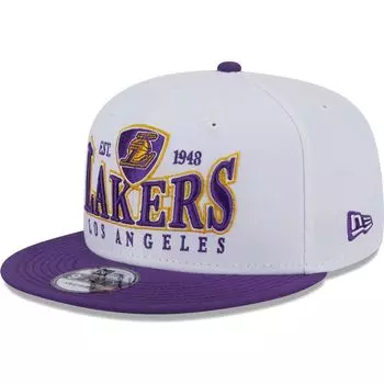Мужская кепка New Era белого/фиолетового цвета Los Angeles Lakers Crest Stack 9FIFTY Snapback
