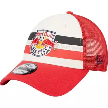 Мужская кепка New Era белого/красного цвета New York Red Bulls Team Stripes 9FORTY Trucker Snapback