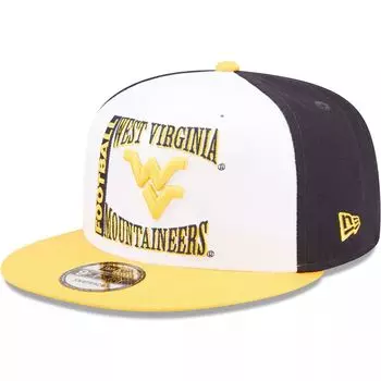 Мужская кепка New Era белого/темно-синего цвета West Virginia Mountaineers Retro Sport 9FIFTY Snapback Hat