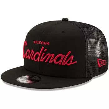 Мужская кепка New Era Black Arizona Cardinals Script Trucker 9FIFTY Snapback