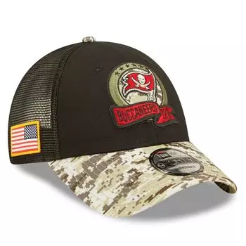 Мужская кепка New Era Black/Camo Tampa Bay Buccaneers 2022 Salute To Service 9FORTY Snapback Trucker Hat