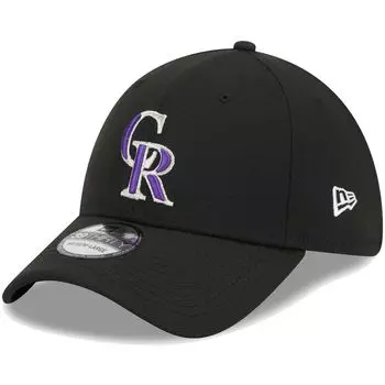 Мужская кепка New Era Black Colorado Rockies Logo 39THIRTY Flex Hat