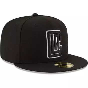 Мужская кепка New Era Black LA Clippers с черно-белым логотипом 59FIFTY