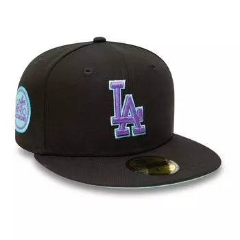 Мужская кепка New Era Black Los Angeles Dodgers 1980 MLB All-Star Game Black Light 59FIFTY Облегающая шляпа