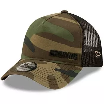 Мужская кепка New Era Camo/Black Cleveland Browns Flawless Utility A-Frame Trucker 9FORTY Snapback Hat
