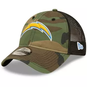 Мужская кепка New Era Camo/Black Los Angeles Chargers Basic 9TWENTY Trucker Snapback Hat