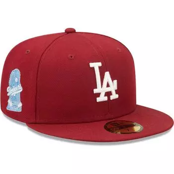 Мужская кепка New Era Cardinal Los Angeles Dodgers 2020 World Series Air Force Blue Undervisor 59FIFTY.