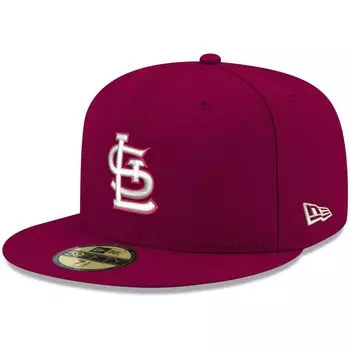 Мужская кепка New Era Cardinal St. Louis Cardinals Logo белая 59FIFTY приталенная шляпа