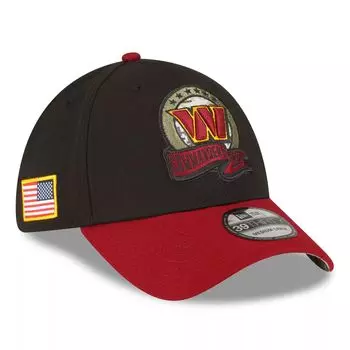 Мужская кепка New Era черная/бордовая Washington Commanders 2022 Salute To Service 39THIRTY Flex Hat