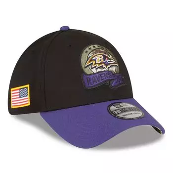 Мужская кепка New Era черная/фиолетовая Baltimore Ravens 2022 Salute To Service 39THIRTY Flex Hat