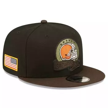 Мужская кепка New Era черно-коричневая Cleveland Browns 2022 Salute To Service 9FIFTY Snapback