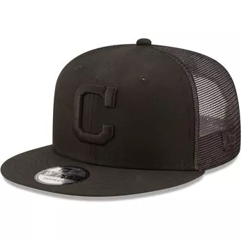Мужская кепка New Era Cleveland Indians Cooperstown Collection Blackout Trucker 9FIFTY Snapback
