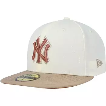 Мужская кепка New Era Cream New York Yankees Chrome Camel Rust Undervisor 59FIFTY