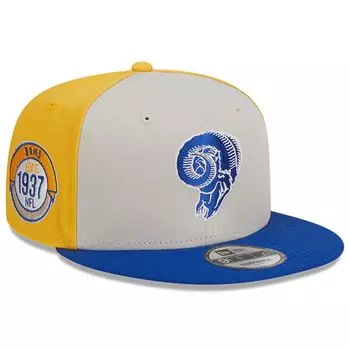 Мужская кепка New Era Cream/Royal Los Angeles Rams 2023 Sideline Historic 9FIFTY Snapback