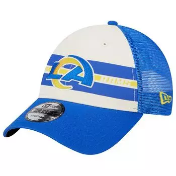 Мужская кепка New Era Cream/Royal Los Angeles Rams Team Stripe Trucker 9FORTY Snapback