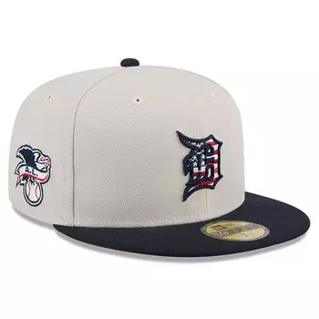Мужская кепка New Era цвета хаки/черный Detroit Tigers 2024 Четвертое июля 59FIFTY Облегающая шляпа, цвет Tgr Beig K