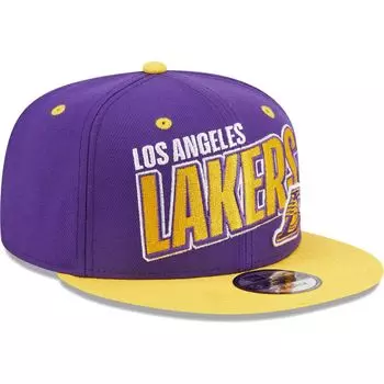 Мужская кепка New Era фиолетового/золотого цвета Los Angeles Lakers Stacked с наклоном, двухцветная кепка 9FIFTY Snapback