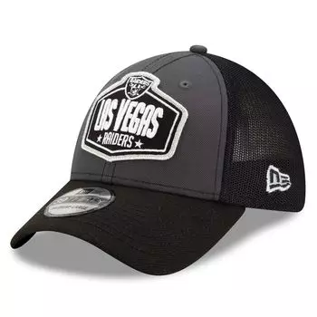 Мужская кепка New Era Graphite/Black Las Vegas Raiders 2021 NFL Draft Trucker 39THIRTY Flex Hat