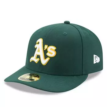 Мужская кепка New Era Green Oakland Athletics Road Authentic Collection для поля, низкопрофильная 59FIFTY, облегающая шляпа