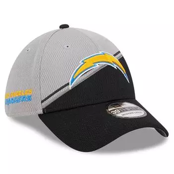 Мужская кепка New Era Grey/Black Los Angeles Chargers 2023 Sideline 39THIRTY Flex Hat