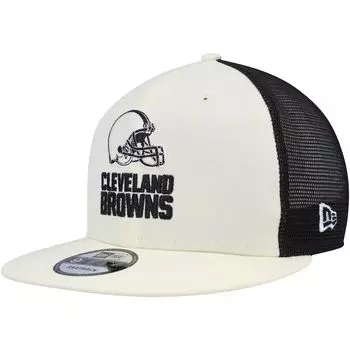 Мужская кепка New Era кремового/черного цвета Cleveland Browns Chrome Collection 9FIFTY Trucker Snapback Hat