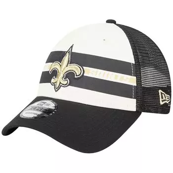 Мужская кепка New Era кремового/черного цвета New Orleans Saints Team Stripe Trucker 9FORTY Snapback
