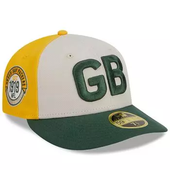 Мужская кепка New Era кремового/зеленого цвета Green Bay Packers 2023 Sideline Historic Low Profile 59FIFTY