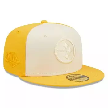 Мужская кепка New Era кремового/золотого оттенка Pittsburgh Steelers в тон Super Bowl XLIII с боковой нашивкой 59FIFTY
