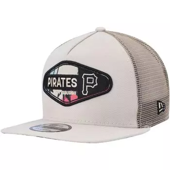 Мужская кепка New Era Natural Pittsburgh Pirates в стиле ретро с пляжной нашивкой в форме буквы A-Frame Trucker 9FIFTY Snapback Hat