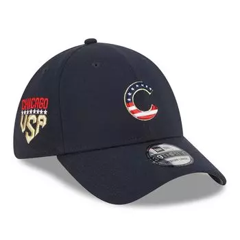 Мужская кепка New Era Navy Chicago Cubs 4 июля 39THIRTY Flex Fit, 2023 г.