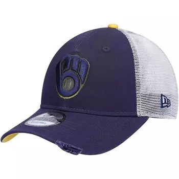 Мужская кепка New Era Navy Milwaukee Brewers Primary Logo Team Rustic Trucker 9TWENTY Snapback