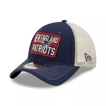 Мужская кепка New Era Navy/Natural New England Patriots Devoted Trucker 9TWENTY Snapback