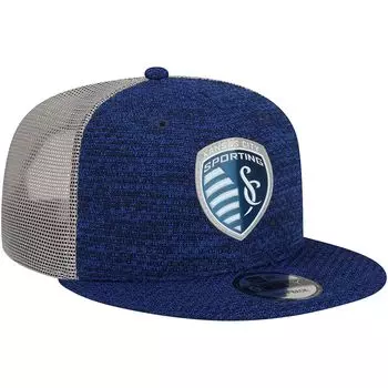 Мужская кепка New Era Navy Sporting Kansas City Kick-Off 9FIFTY Trucker Snapback