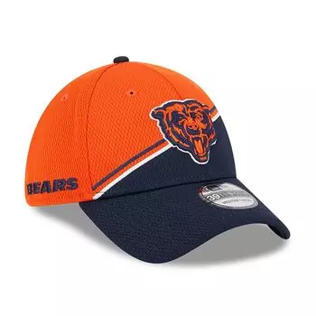 Мужская кепка New Era оранжево-темно-синего цвета Chicago Bears 2023 Sideline 39THIRTY Flex Hat
