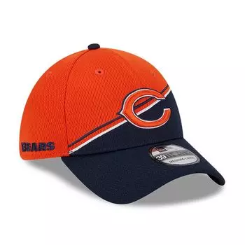 Мужская кепка New Era оранжево-темно-синего цвета Chicago Bears 2023 Sideline 39THIRTY Flex Hat