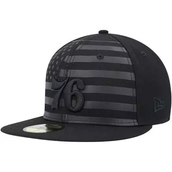 Мужская кепка New Era Philadelphia 76ers черного цвета с флагом в тон 59FIFTY