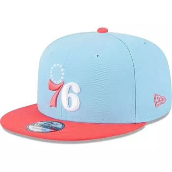 Мужская кепка New Era Powder Blue/Red Philadelphia 76ers, двухцветная цветовая упаковка 9FIFTY Snapback Hat