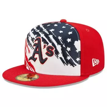 Мужская кепка New Era Red Oakland Athletics 2022, 4 июля для игры на поле 59FIFTY.