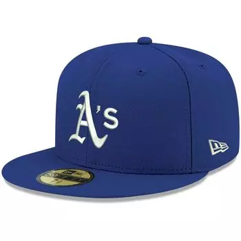 Мужская кепка New Era Royal Oakland Athletics Logo белая 59FIFTY приталенная кепка