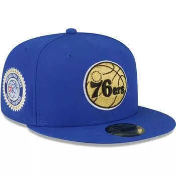 Мужская кепка New Era Royal Philadelphia 76ers 3x NBA Champions металлического цвета 59FIFTY приталенная кепка