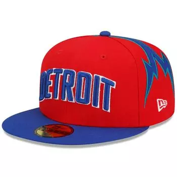 Мужская кепка New Era Royal/Red Detroit Pistons 2021/22 City Edition City Edition Official 59FIFTY Облегающая шляпа