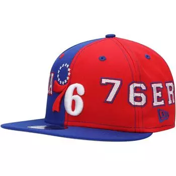 Мужская кепка New Era Royal/Red Philadelphia 76ers Team Split 9FIFTY Snapback